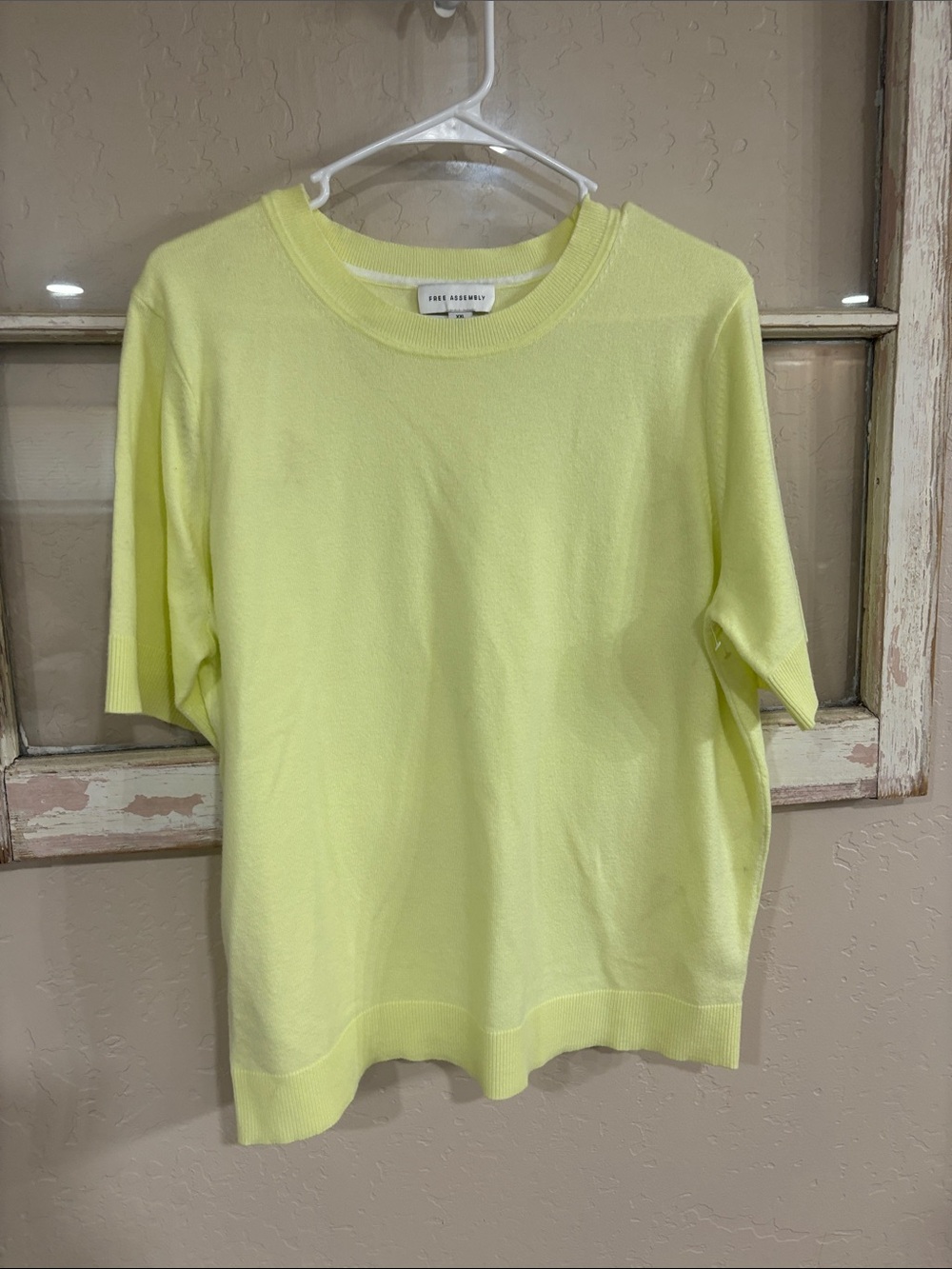 Light NEON Yellow Short Sleeve Knit Top - Free Assembly